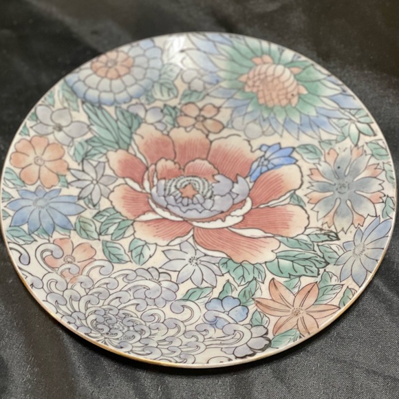 Vintage Toyo Grandmillennial Decor Golden Peony Hand Painted Plate Floral Pink - Picture 1 of 7